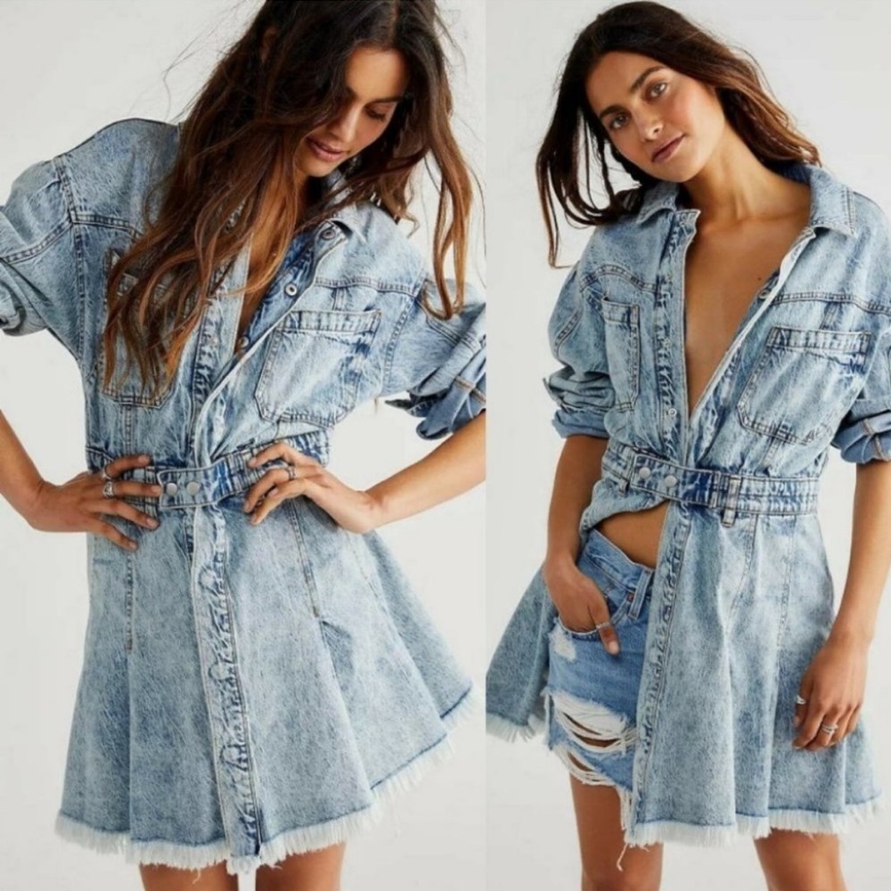 XS NEW Free People Belted Fringe Dress